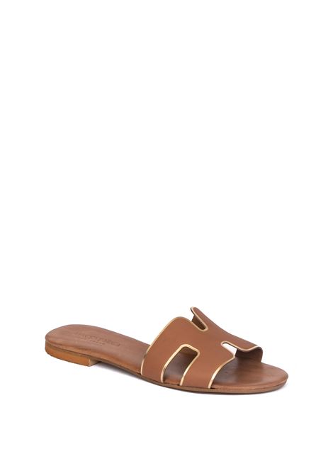 Tan leather sandal VINCENT VEGA | P106 HDLVIT-CUOIO